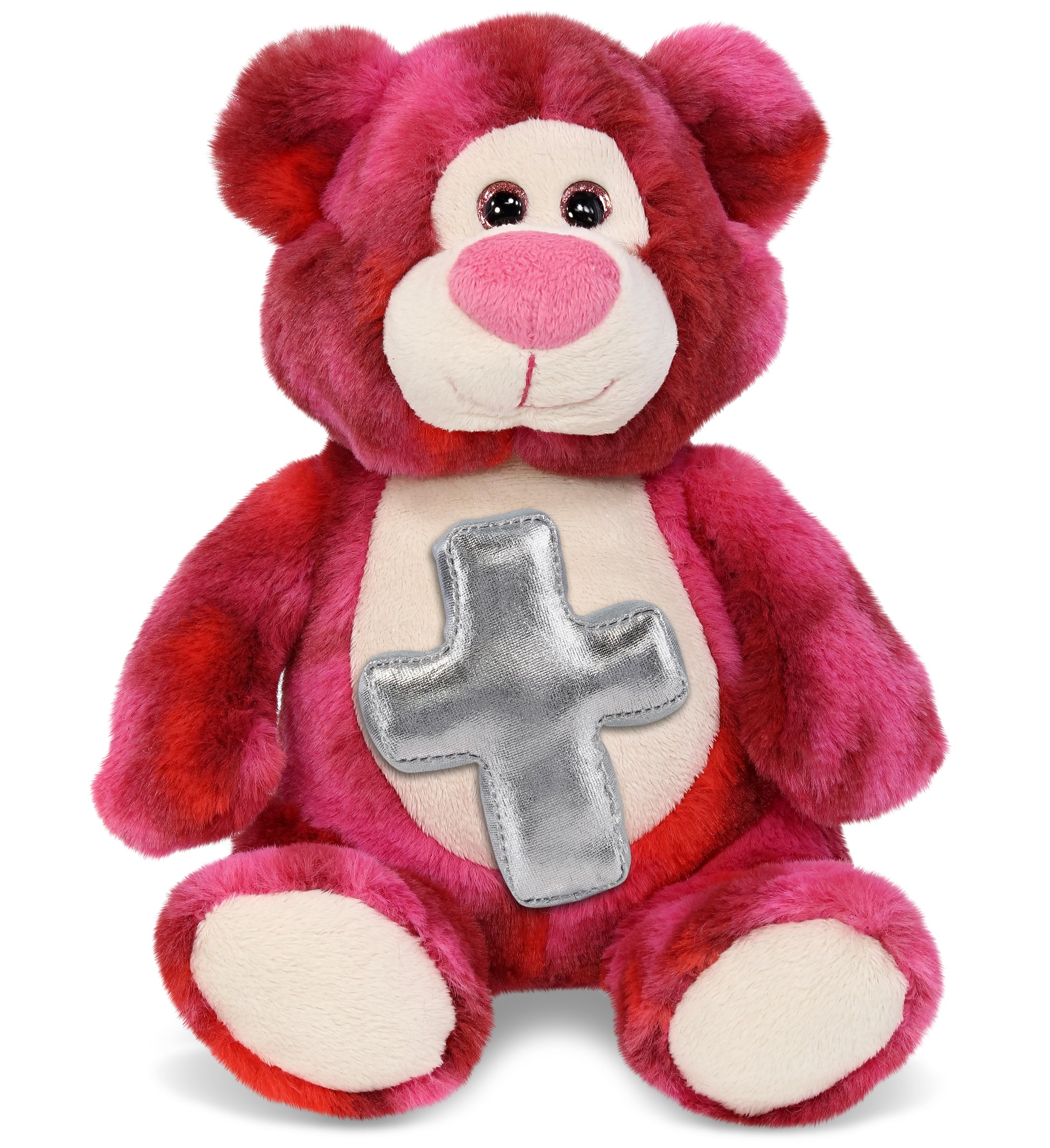 PLUSH CROSS - SUPER-SOFT PLUSH - PINK TIE-DYE BEAR 9"