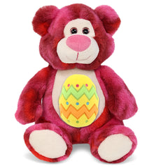 DolliBu Super Soft Pink Tie-Dye Bear with Yellow Easter Egg Plush - 9 Inches
