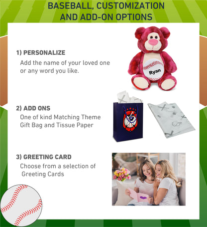 SUPER-SOFT PLUSH - PINK TIE-DYE BEAR 9" WITH BASEBALL PLUSH