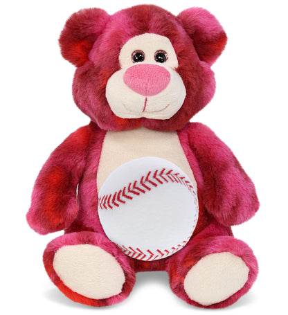 SUPER-SOFT PLUSH - PINK TIE-DYE BEAR 9" WITH BASEBALL PLUSH