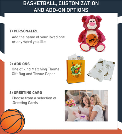 SUPER-SOFT PLUSH - PINK TIE-DYE BEAR 9" WITH BASKETBALL PLUSH