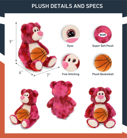 SUPER-SOFT PLUSH - PINK TIE-DYE BEAR 9" WITH BASKETBALL PLUSH