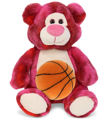 SUPER-SOFT PLUSH - PINK TIE-DYE BEAR 9" WITH BASKETBALL PLUSH