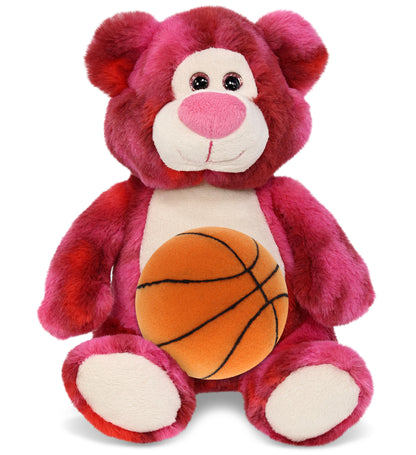 SUPER-SOFT PLUSH - PINK TIE-DYE BEAR 9" WITH BASKETBALL PLUSH