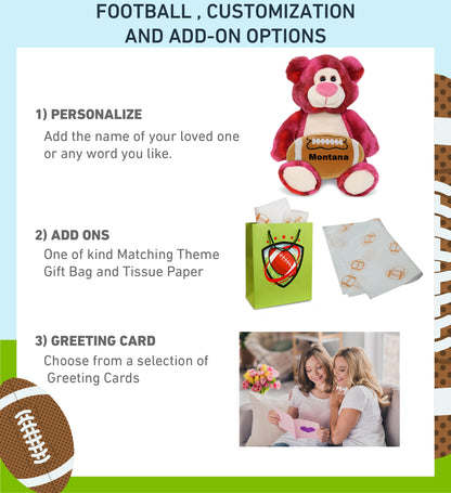 SUPER-SOFT PLUSH - PINK TIE-DYE BEAR 9" WITH FOOTBALL PLUSH