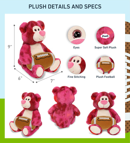 SUPER-SOFT PLUSH - PINK TIE-DYE BEAR 9" WITH FOOTBALL PLUSH