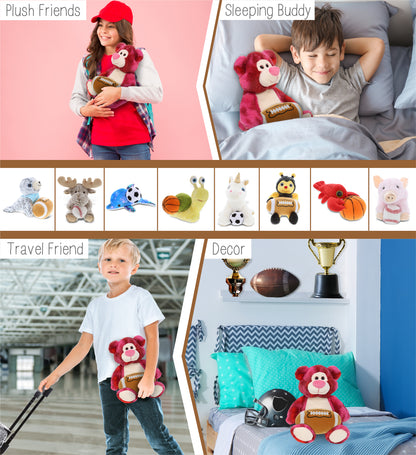 SUPER-SOFT PLUSH - PINK TIE-DYE BEAR 9" WITH FOOTBALL PLUSH