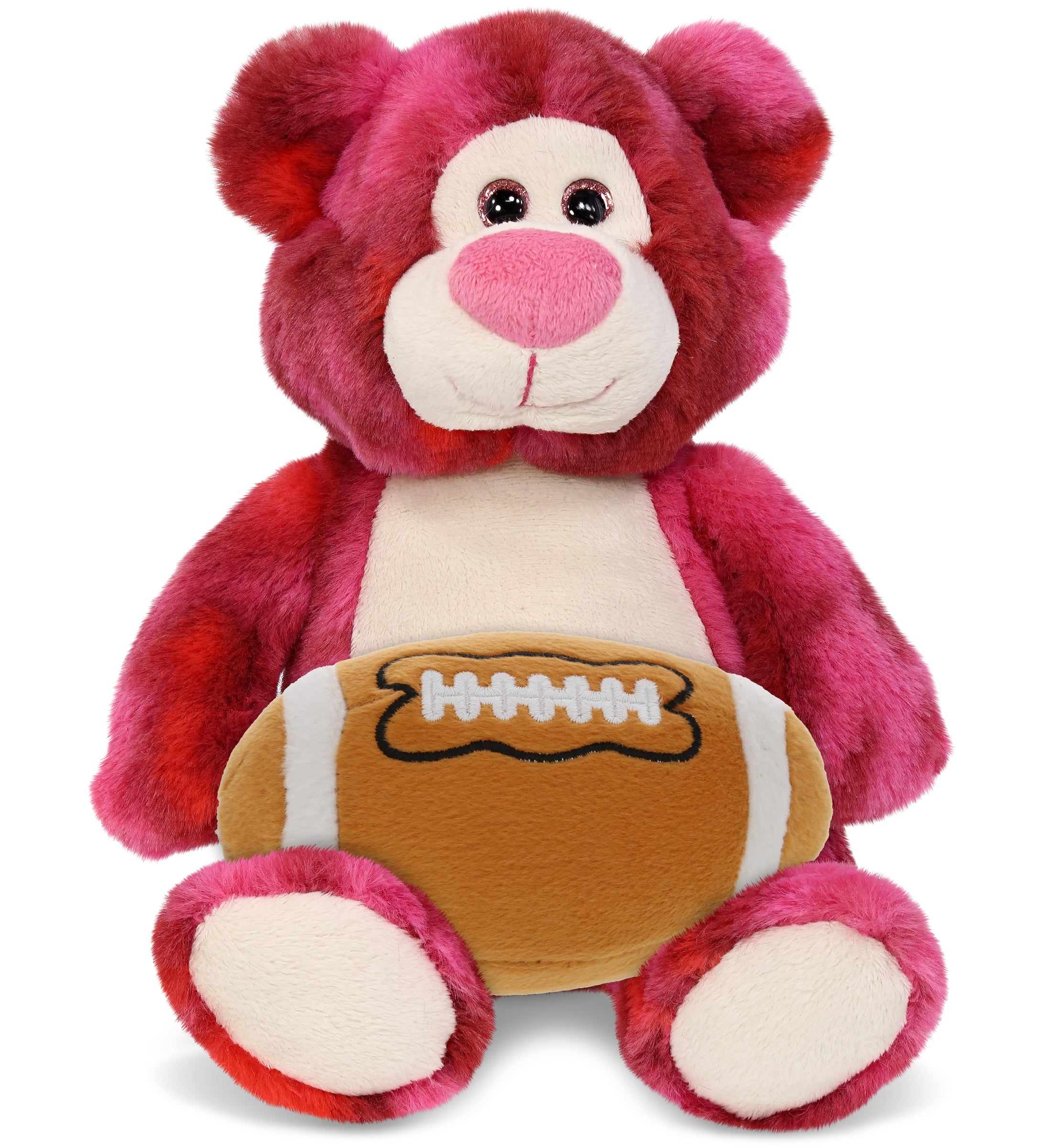 SUPER-SOFT PLUSH - PINK TIE-DYE BEAR 9" WITH FOOTBALL PLUSH