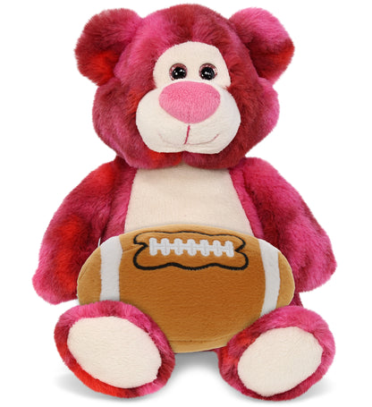 SUPER-SOFT PLUSH - PINK TIE-DYE BEAR 9" WITH FOOTBALL PLUSH
