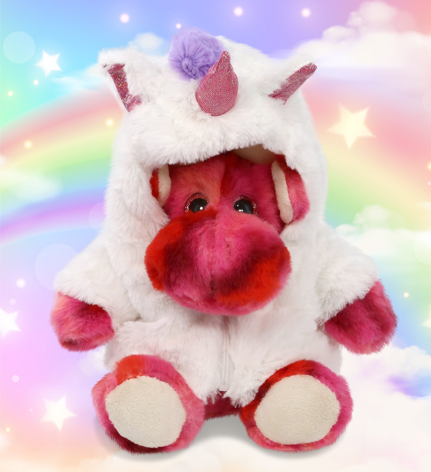 SUPER-SOFT PLUSH - PINK TIE-DYE MOOSE 9" WITH UNICORN DRESS UP