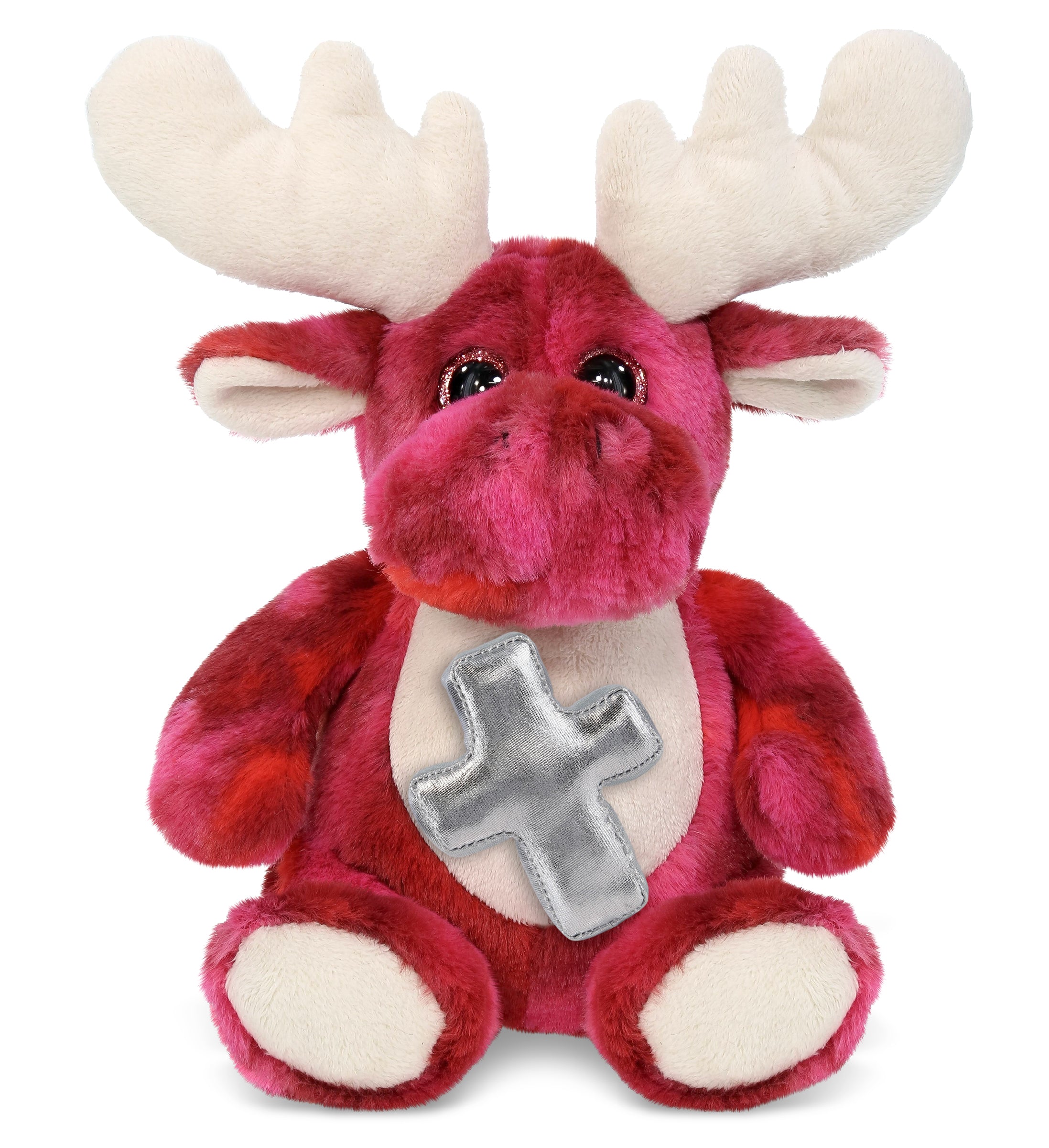 PLUSH CROSS - SUPER-SOFT PLUSH - PINK TIE-DYE MOOSE 9"