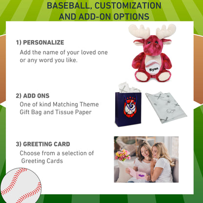 SUPER-SOFT PLUSH - PINK TIE-DYE MOOSE 9" WITH BASEBALL PLUSH