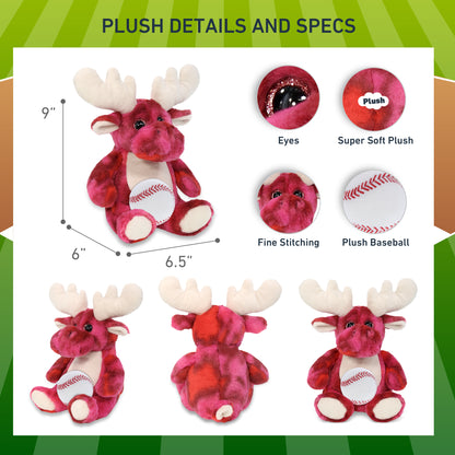 SUPER-SOFT PLUSH - PINK TIE-DYE MOOSE 9" WITH BASEBALL PLUSH