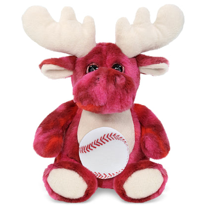 SUPER-SOFT PLUSH - PINK TIE-DYE MOOSE 9" WITH BASEBALL PLUSH