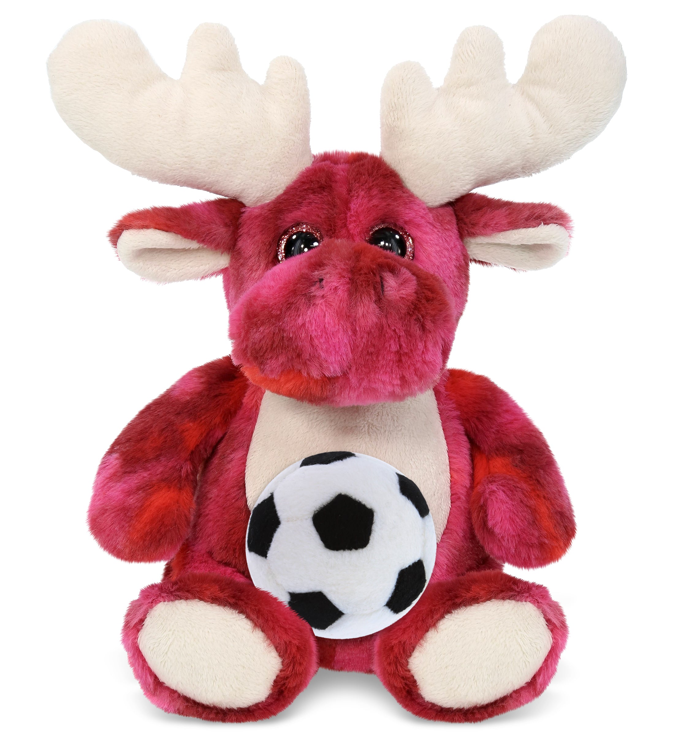 SUPER-SOFT PLUSH - PINK TIE-DYE MOOSE 9" WITH SOCCER PLUSH