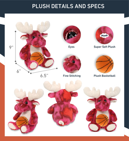 SUPER-SOFT PLUSH - PINK TIE-DYE MOOSE 9" WITH BASKETBALL PLUSH