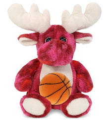 SUPER-SOFT PLUSH - PINK TIE-DYE MOOSE 9" WITH BASKETBALL PLUSH