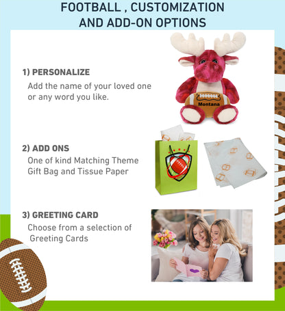 SUPER-SOFT PLUSH - PINK TIE-DYE MOOSE 9" WITH FOOTBALL PLUSH