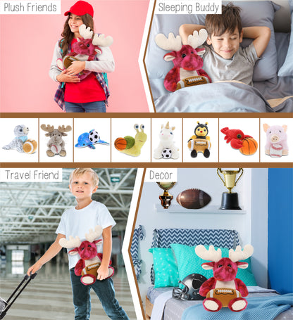 SUPER-SOFT PLUSH - PINK TIE-DYE MOOSE 9" WITH FOOTBALL PLUSH