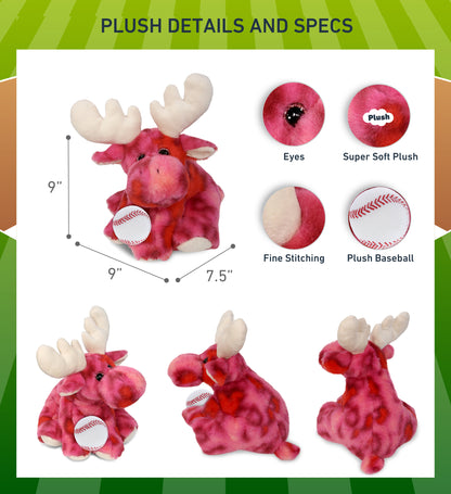 SUPER-SOFT PLUSH - PINK TIE-DYE FLOPPY MOOSE 9" WITH BASEBALL PLUSH