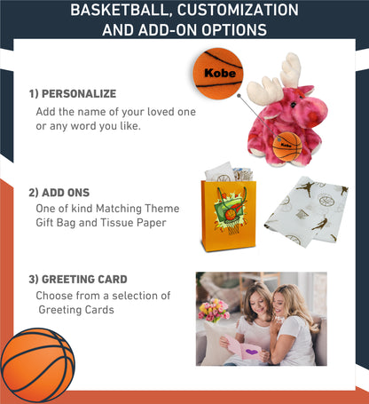 SUPER-SOFT PLUSH - PINK TIE-DYE FLOPPY MOOSE 9" WITH BASKETBALL PLUSH