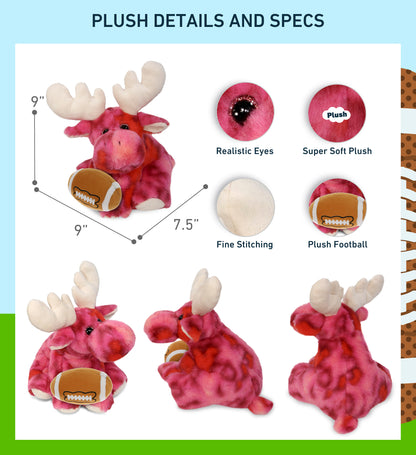 SUPER-SOFT PLUSH - PINK TIE-DYE FLOPPY MOOSE 9" WITH FOOTBALL PLUSH