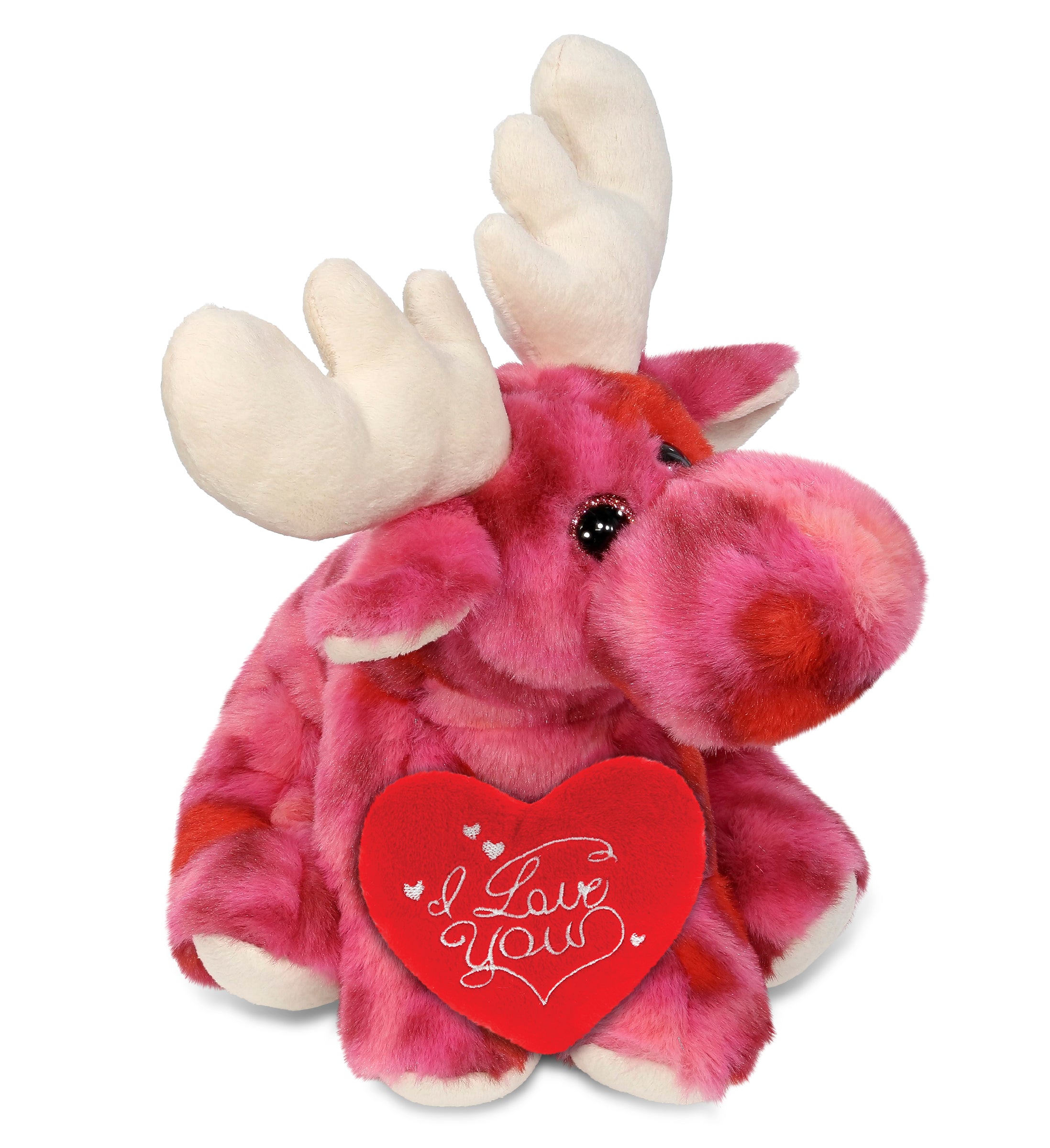PLUSH I LOVE YOU RED HEART - SUPER-SOFT PLUSH - PINK TIE-DYE FLOPPY MOOSE 9"