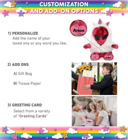 SUPER-SOFT PLUSH - PINK TIE-DYE ALIEN 11" WITH UNICORN DRESS UP