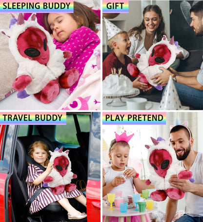 SUPER-SOFT PLUSH - PINK TIE-DYE ALIEN 11" WITH UNICORN DRESS UP