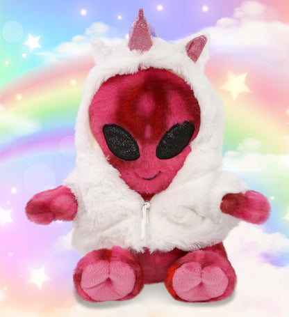 SUPER-SOFT PLUSH - PINK TIE-DYE ALIEN 11" WITH UNICORN DRESS UP