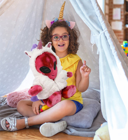 SUPER-SOFT PLUSH - PINK TIE-DYE ALIEN 11" WITH UNICORN DRESS UP