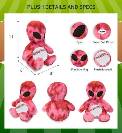 SUPER-SOFT PLUSH - PINK TIE-DYE ALIEN 11" WITH BASEBALL PLUSH