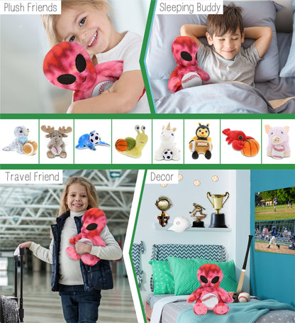 SUPER-SOFT PLUSH - PINK TIE-DYE ALIEN 11" WITH BASEBALL PLUSH