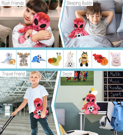 SUPER-SOFT PLUSH - PINK TIE-DYE ALIEN 11" WITH SOCCER PLUSH