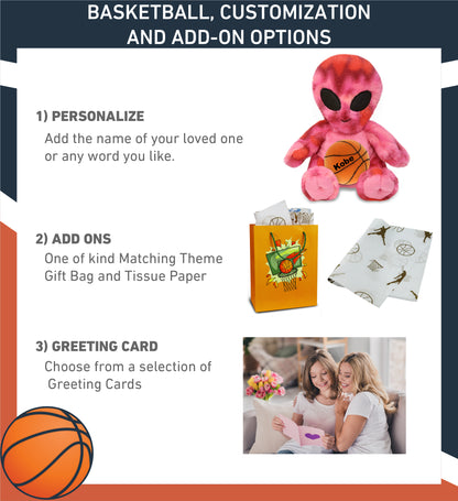 SUPER-SOFT PLUSH - PINK TIE-DYE ALIEN 11" WITH BASKETBALL PLUSH