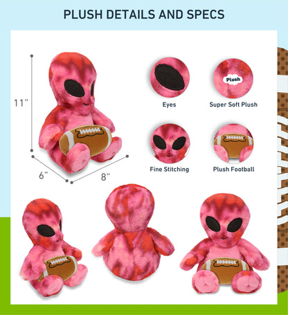 SUPER-SOFT PLUSH - PINK TIE-DYE ALIEN 11" WITH FOOTBALL PLUSH