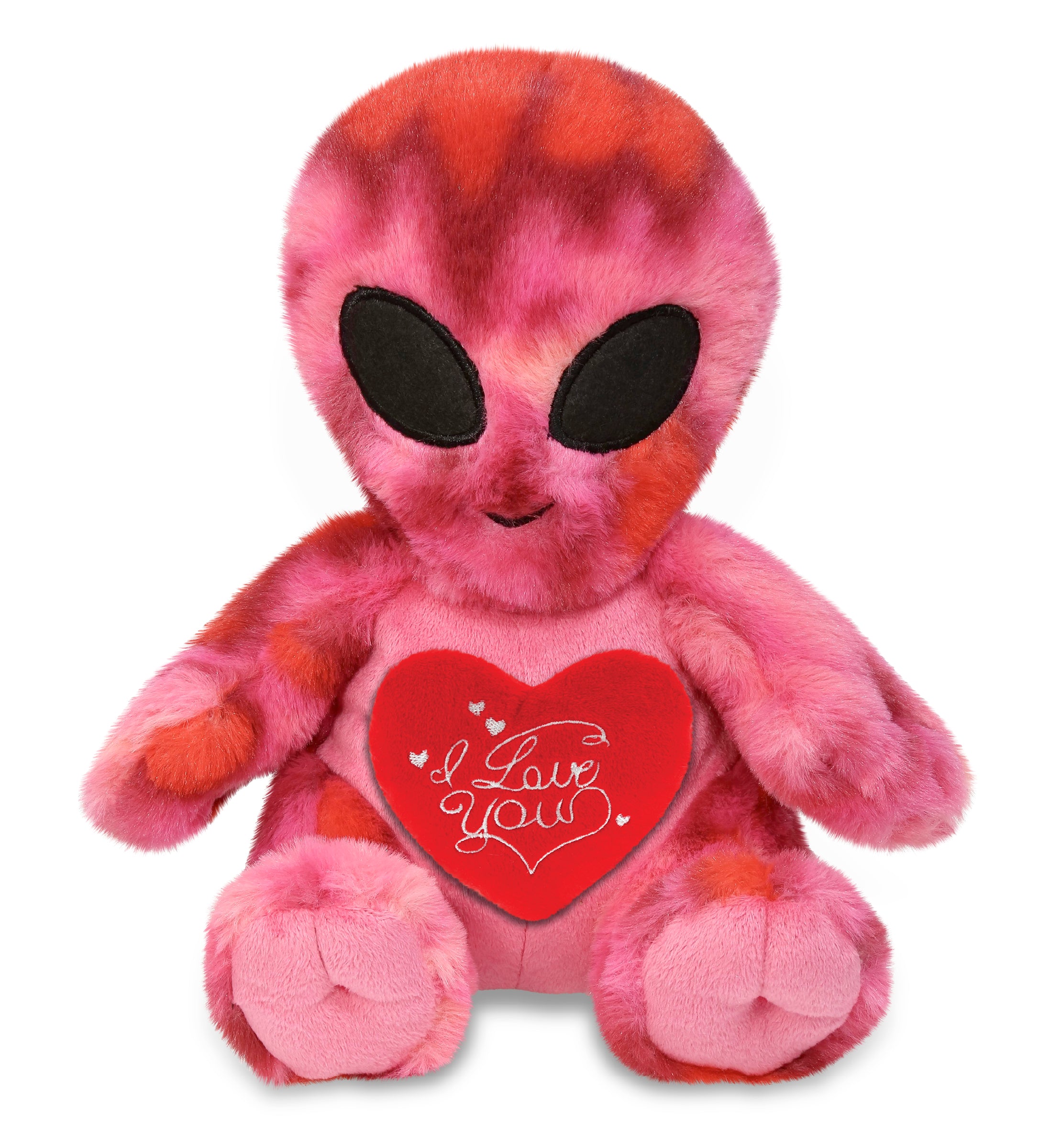 PLUSH I LOVE YOU RED HEART - SUPER-SOFT PLUSH - PINK TIE-DYE ALIEN 11"