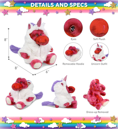SUPER-SOFT PLUSH - PINK TIE-DYE SITTING ALLIGATOR 8" with Unicorn Dress Up