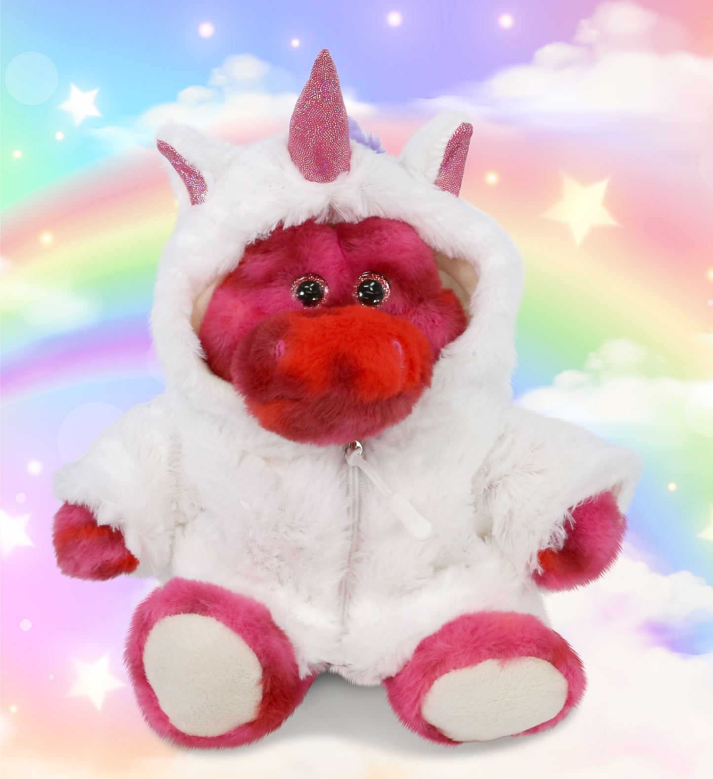 SUPER-SOFT PLUSH - PINK TIE-DYE SITTING ALLIGATOR 8" with Unicorn Dress Up