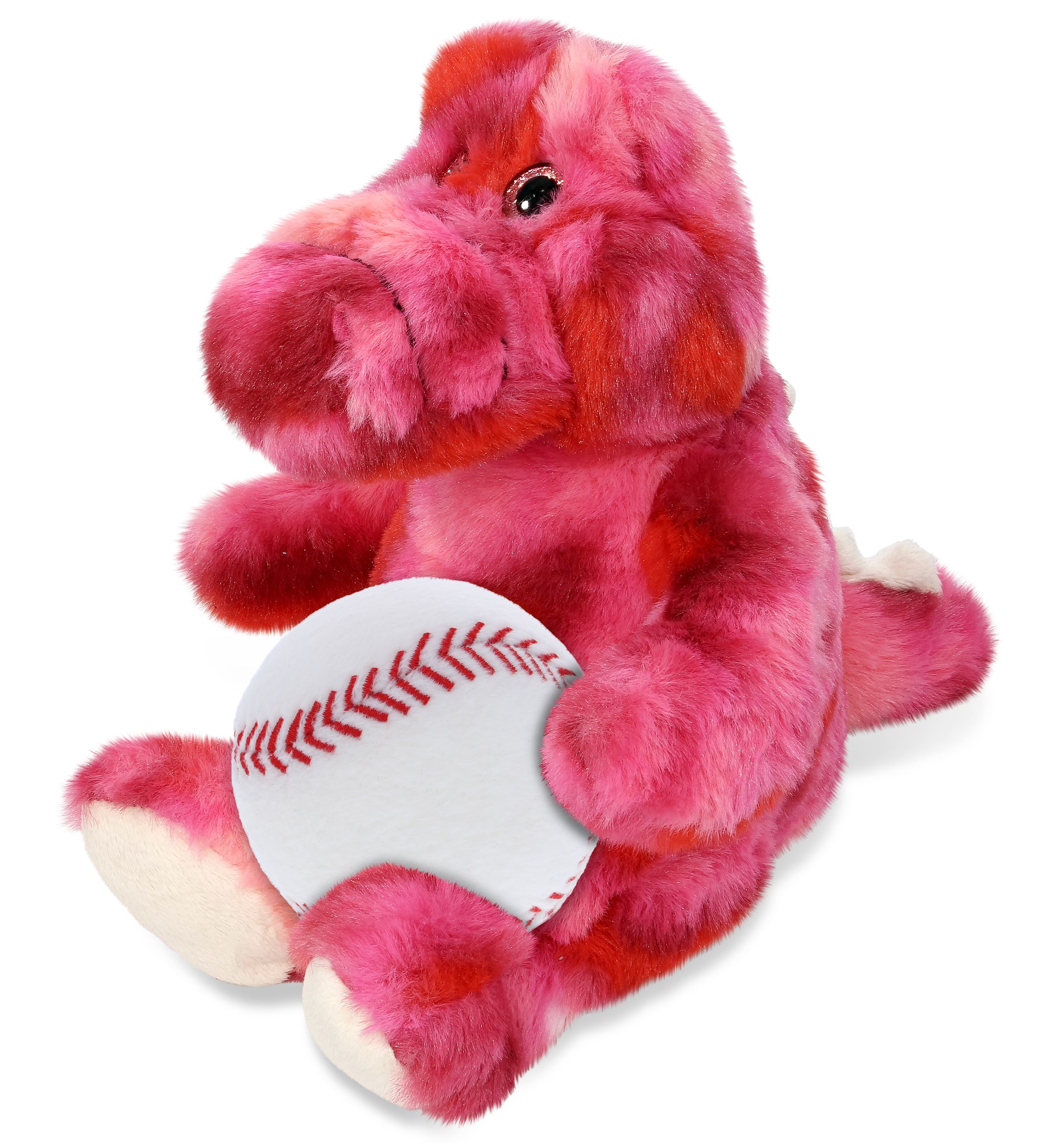SUPER-SOFT PLUSH - PINK TIE-DYE SITTING ALLIGATOR 8" with Baseball Plush