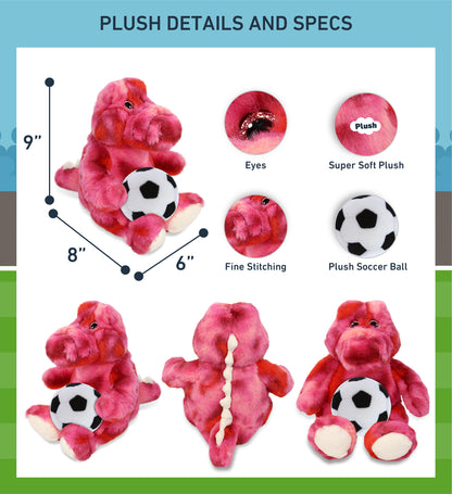 SUPER-SOFT PLUSH - PINK TIE-DYE SITTING ALLIGATOR 8" with Soccer Plush