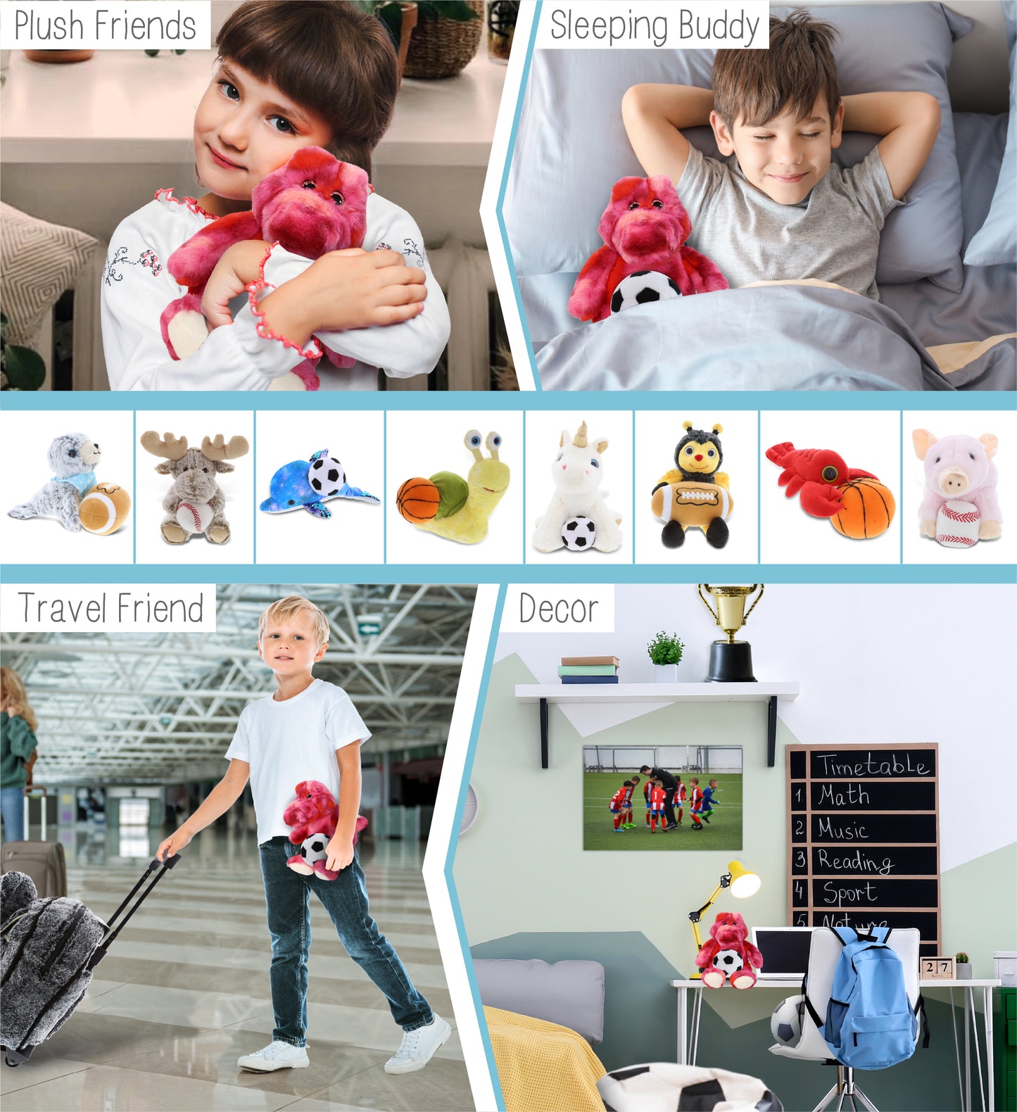 SUPER-SOFT PLUSH - PINK TIE-DYE SITTING ALLIGATOR 8" with Soccer Plush