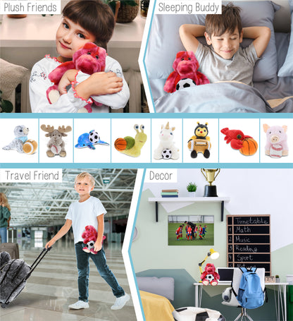 SUPER-SOFT PLUSH - PINK TIE-DYE SITTING ALLIGATOR 8" with Soccer Plush