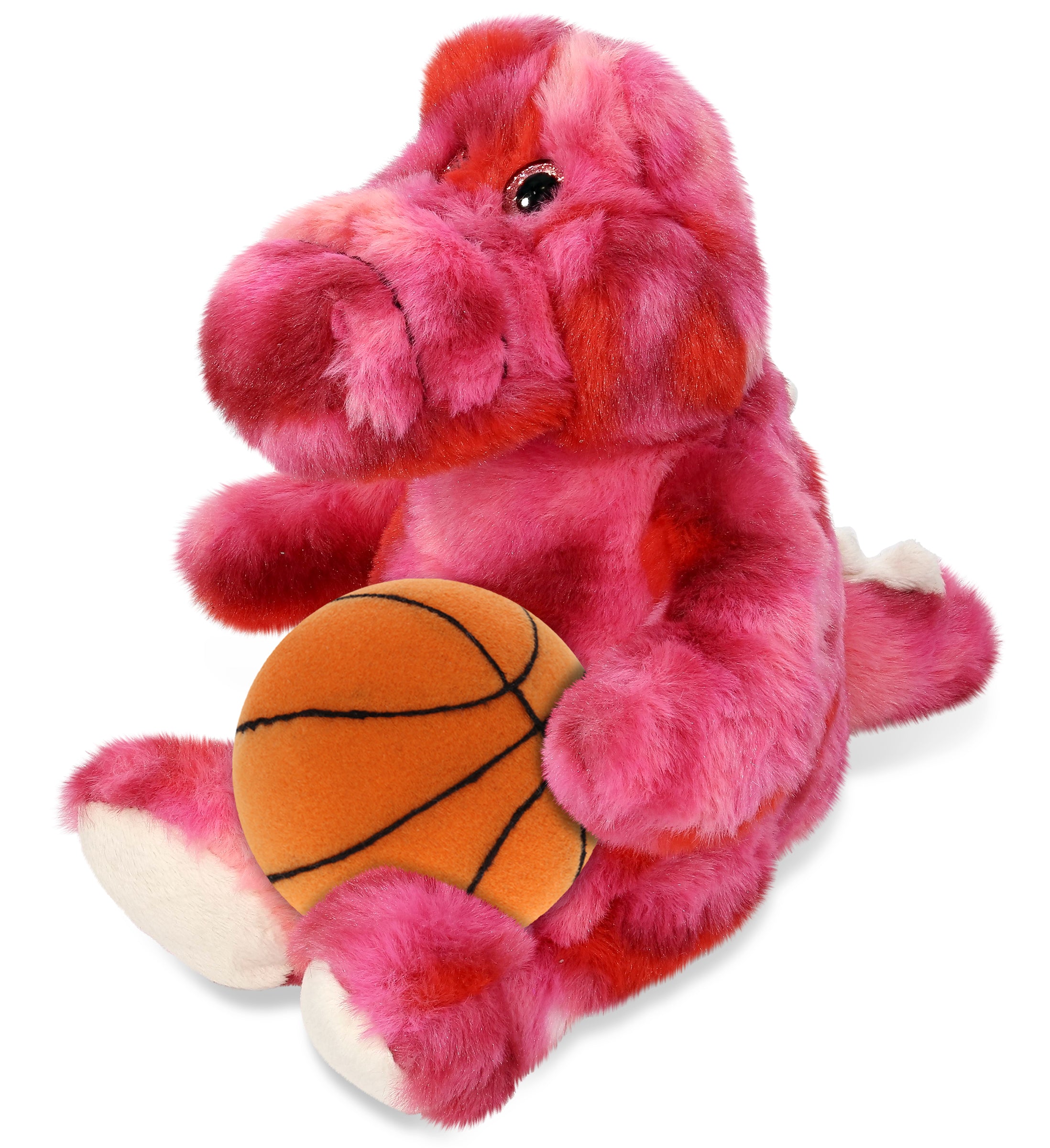 SUPER-SOFT PLUSH - PINK TIE-DYE SITTING ALLIGATOR 8" with Basketball Plush
