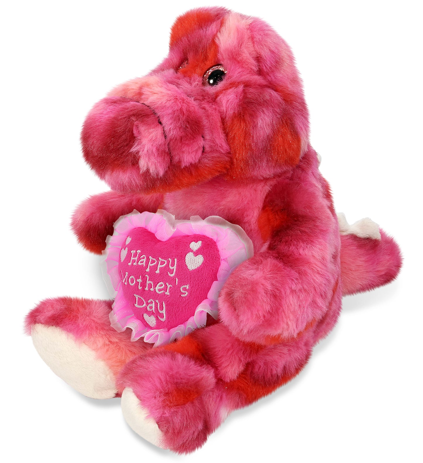PLUSH MOTHERS DAY HEART - SUPER-SOFT PLUSH - PINK TIE-DYE SITTING ALLIGATOR 8"