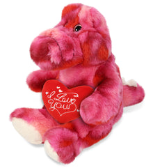 PLUSH I LOVE YOU RED HEART - SUPER-SOFT PLUSH - PINK TIE-DYE SITTING ALLIGATOR 8"