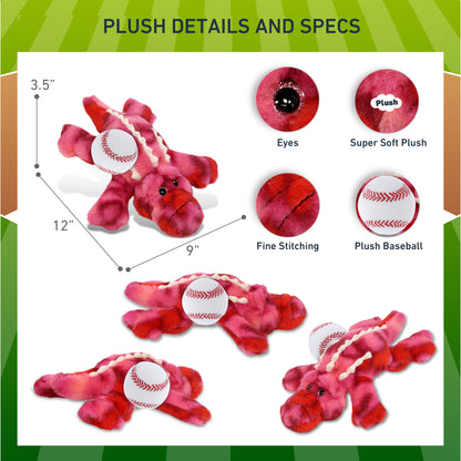 SUPER-SOFT PLUSH - PINK TIE-DYE SITTING ALLIGATOR 8" WITH BASEBALL PLUSH