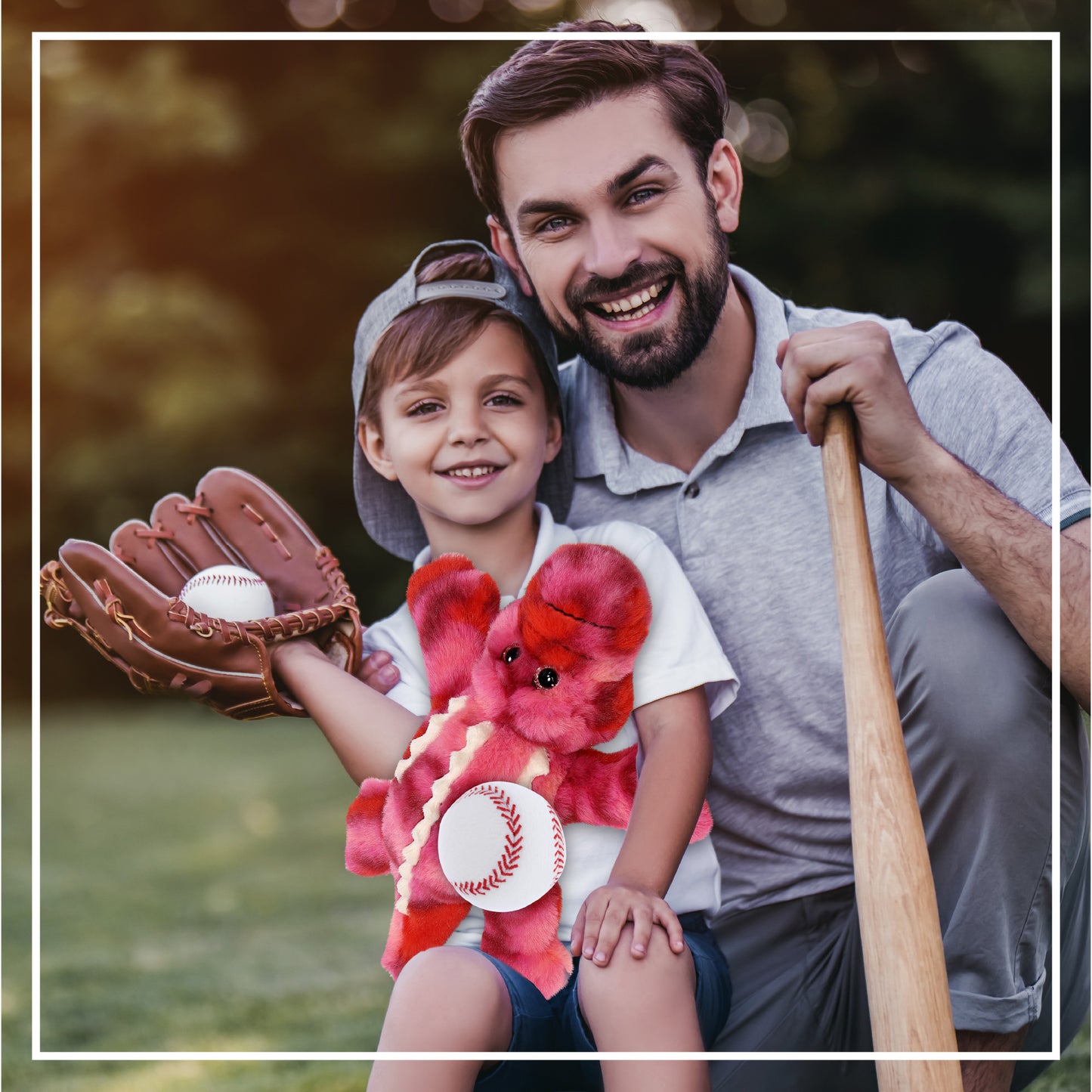 SUPER-SOFT PLUSH - PINK TIE-DYE SITTING ALLIGATOR 8" WITH BASEBALL PLUSH