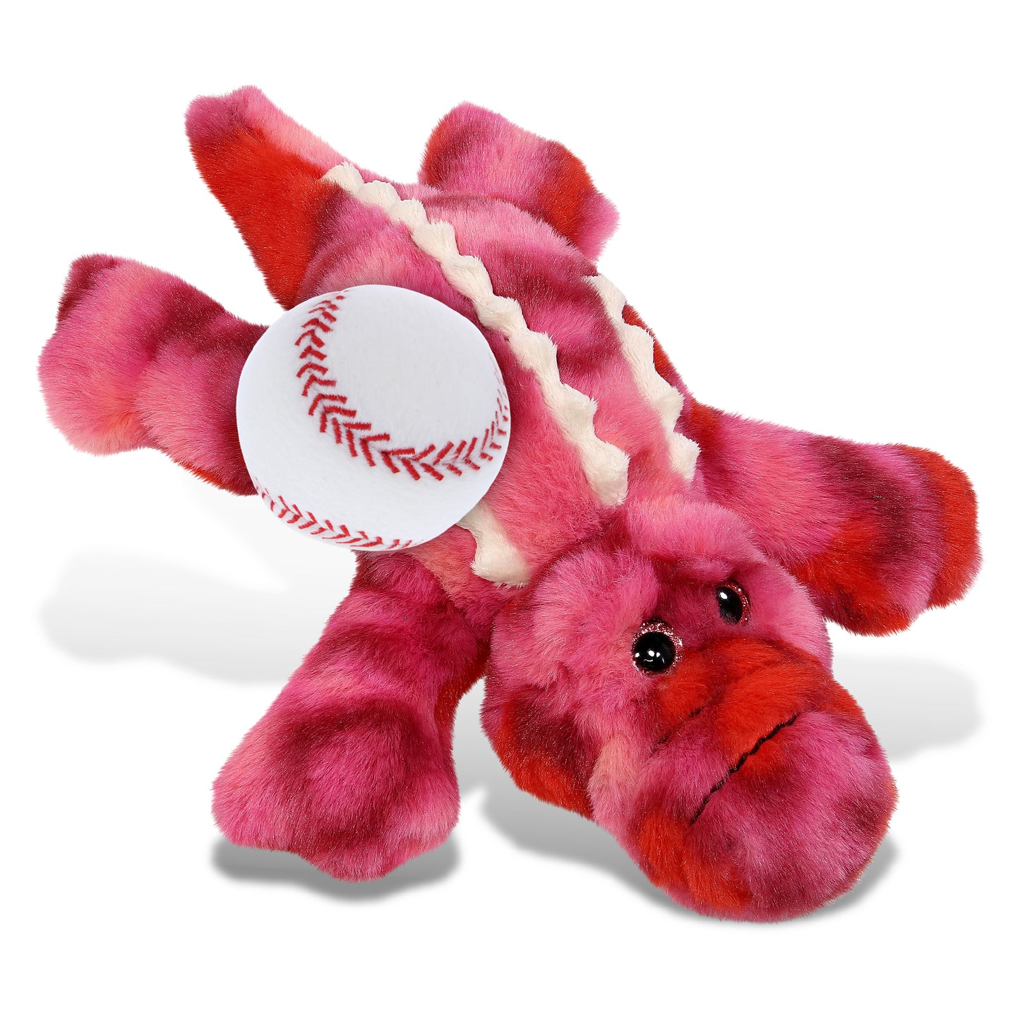 SUPER-SOFT PLUSH - PINK TIE-DYE SITTING ALLIGATOR 8" WITH BASEBALL PLUSH