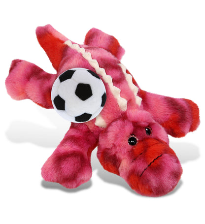 SUPER-SOFT PLUSH - PINK TIE-DYE SITTING ALLIGATOR 8" WITH SOCCER PLUSH